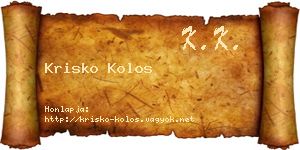 Krisko Kolos névjegykártya
